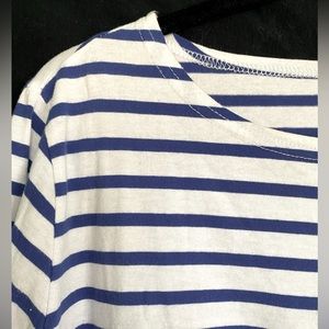 Blue and White Striped Long Sleeve Shirt